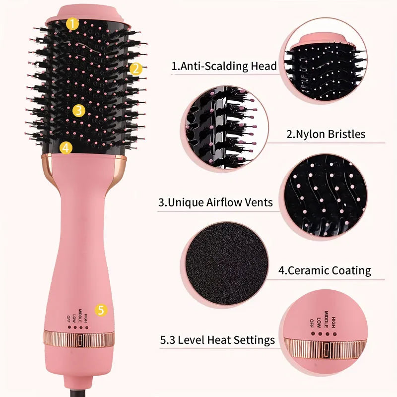 Hair dryer, negative ion hot air comb, curling, dry and wet dual-purpose straight curler, hot air comb, Christmas Day style