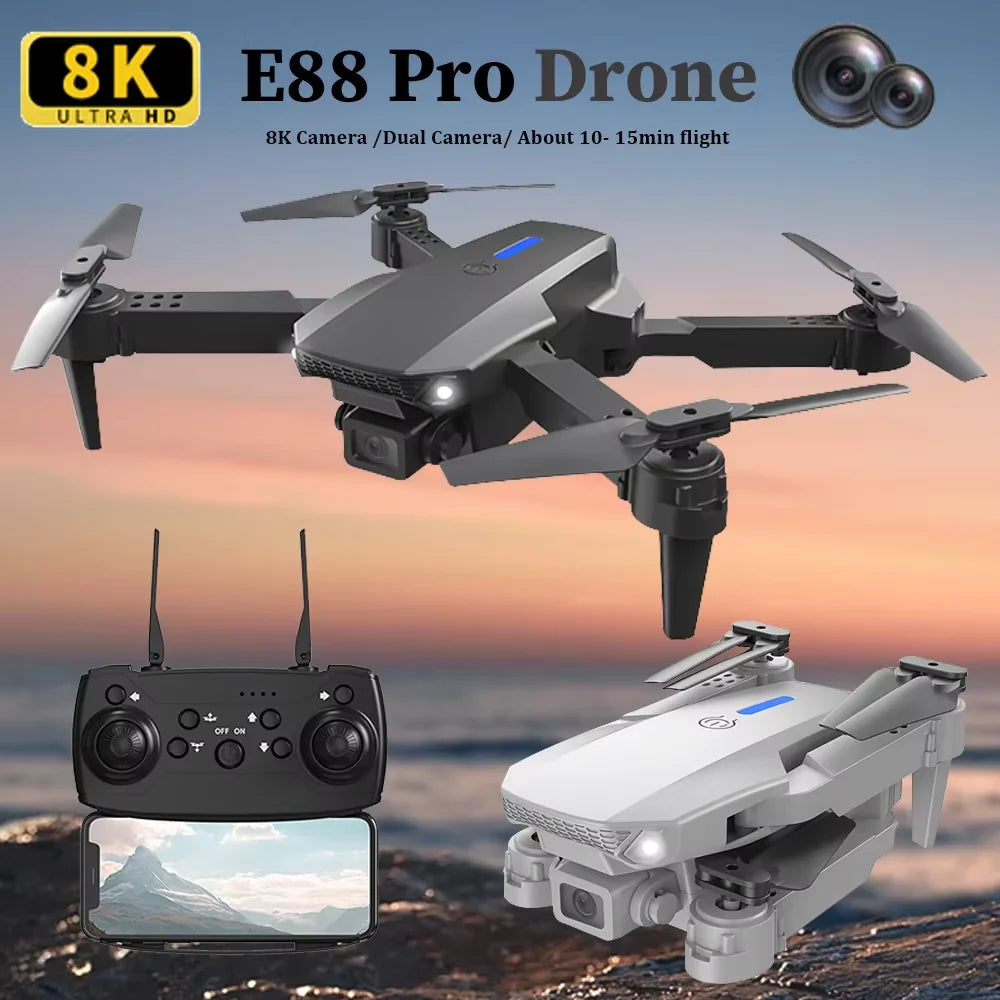 KBDFA E88 Professional Wide Angle RC Dron HD 4K Camera Mode Foldable Helicopter Aircraft Quadcopter Drone Kid Gift Toys