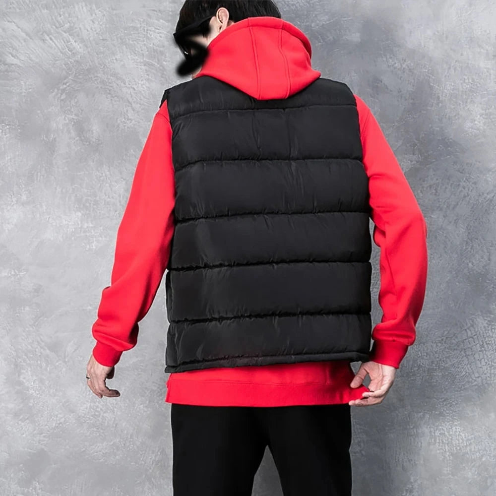 Chaleco de hombre, cálido sin mangas, chaquetas de invierno, impermeable, cremallera, abrigo de otoño, cuello alto, informal, chaleco, ropa de marca