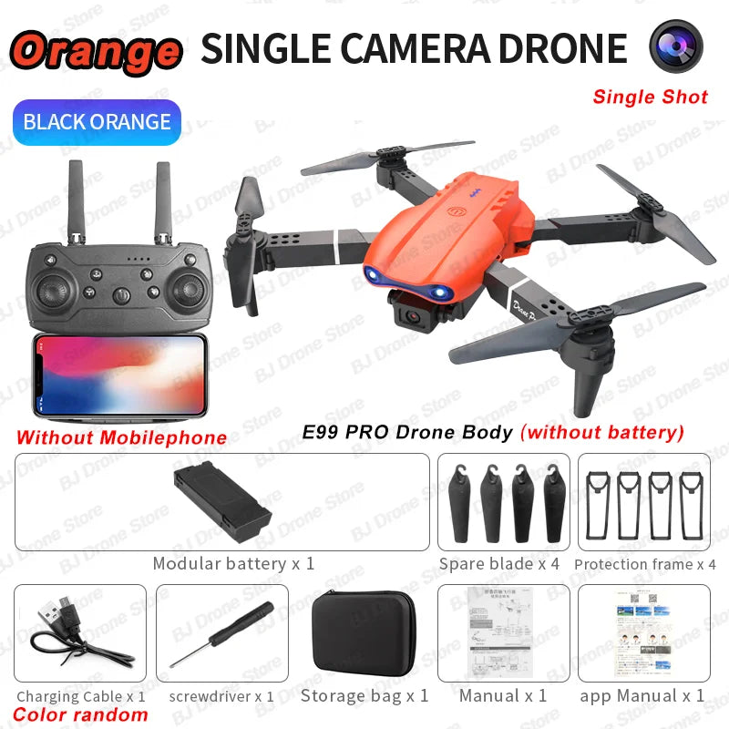 Dron RC 2024 E99Pro profesional 4K con cámara HD gran angular de 1080P, helicóptero plegable, WIFI FPV, función de mantenimiento de altura, juguete de regalo