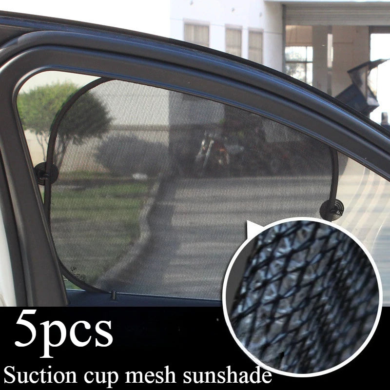 1-5Pcs Car Sun Shade Side Window Curtain Front Rear Window Sunshade Summer UV Blocking Suction Cup Car Sun Protection Curtains