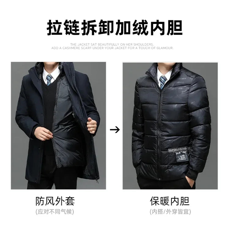 Chaquetas con capucha para hombre, ropa de abrigo informal, parkas largas para hombre, nuevas parkas impermeables y cálidas para otoño e invierno, abrigo tipo parka, 2 PIEZAS Parkas de invierno