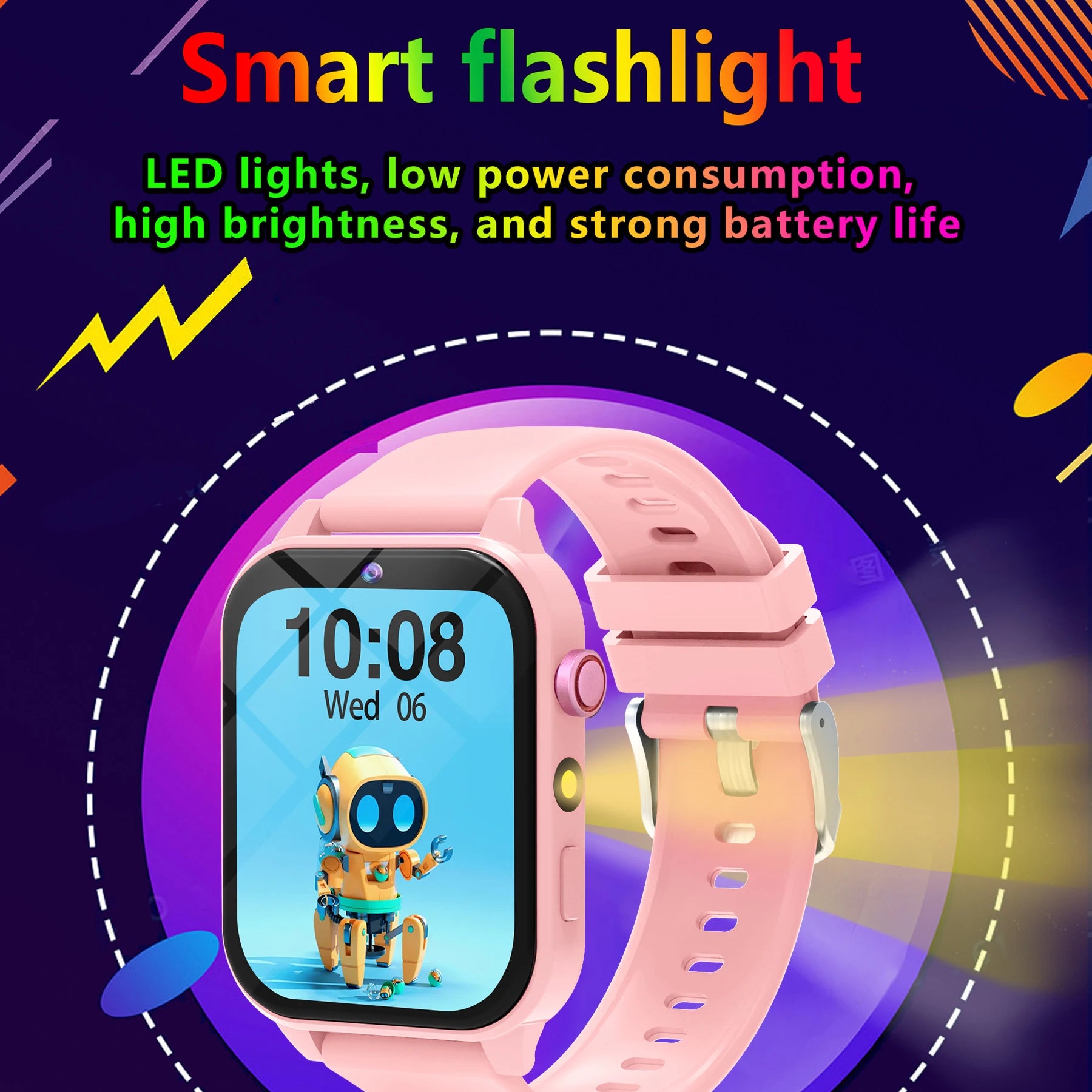 Montre connectée pour enfants, écran tactile HD, caméra, 18 jeux, surveillance du sommeil, réveil, calculatrice, cadeau d'anniversaire pour garçons et filles