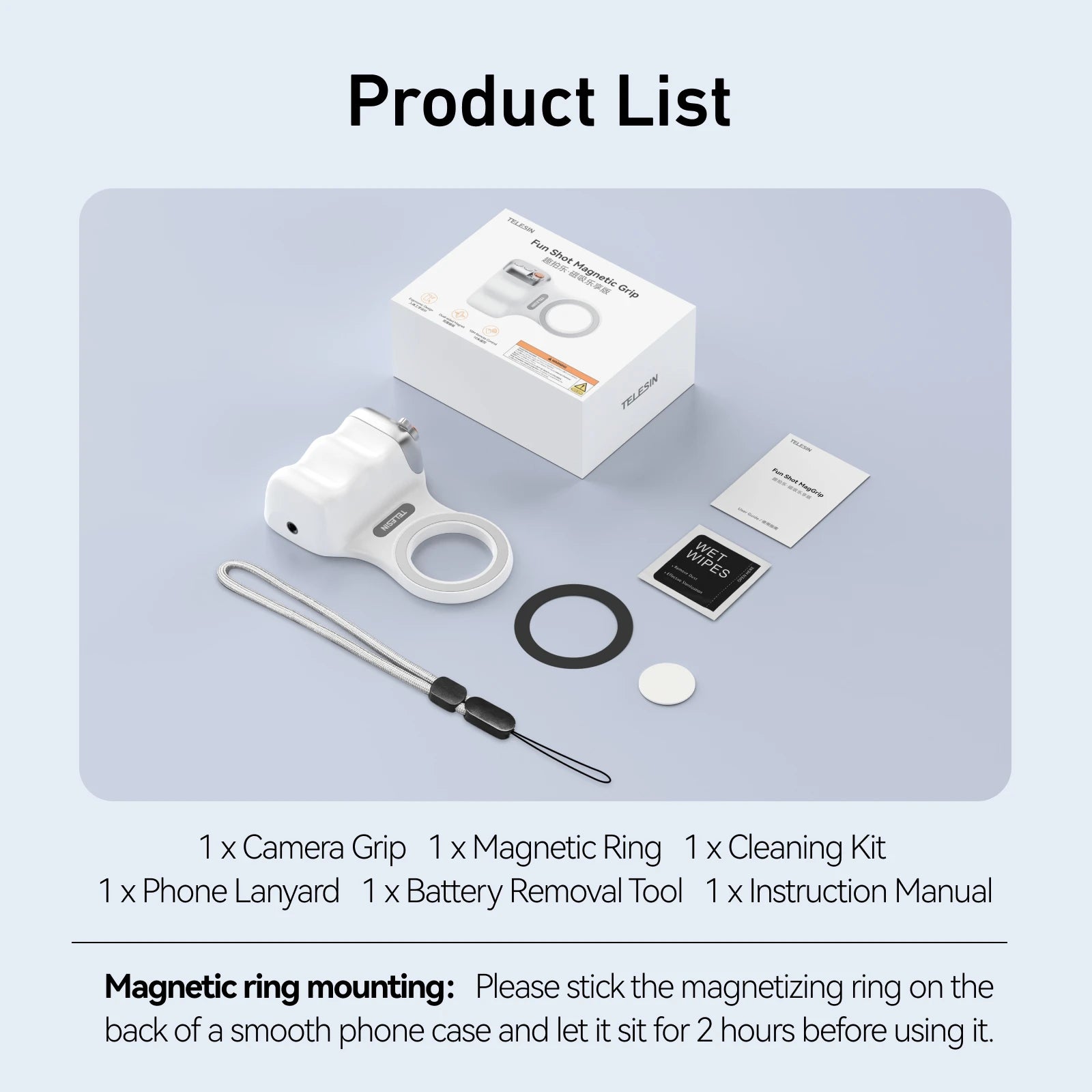 TELESIN Empuñadura magnética de mano para teléfono con cámara, soporte para teléfono, ayuda para disparar, mango de control remoto para iPhone HUAWEI SAMSUNG