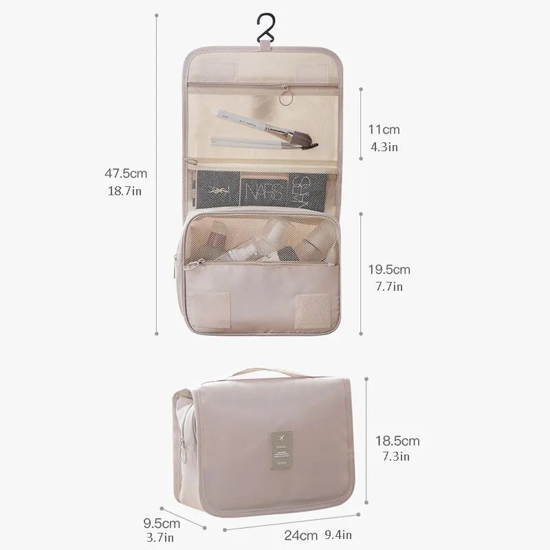 Bolsa de Maquillaje de Viaje, Neceser Organizador de Cosméticos, Impermeable, para Baño, con Gancho, Bolsa de Aseo de Alta Calidad para Mujer