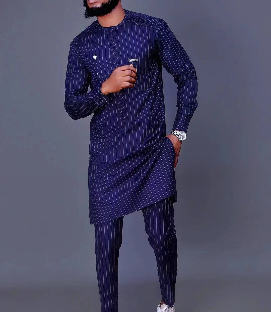 Conjuntos de verano para hombre, ropa, caftán, lujoso, manga larga, top y pantalones, traje de 2 piezas para hombre, ropa tradicional étnica africana para hombre