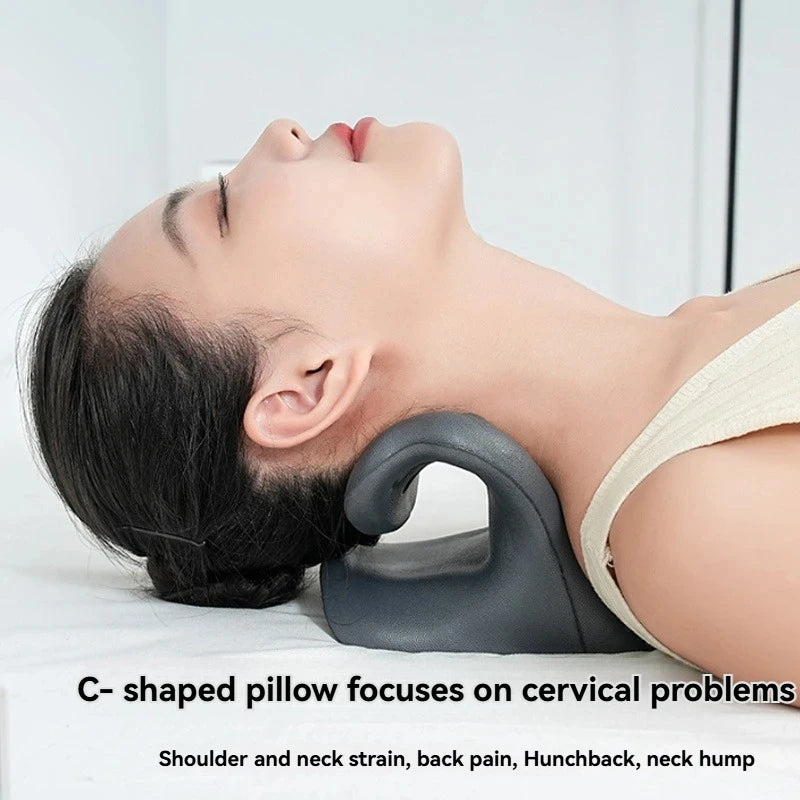 Masajeador de cuello Almohada de masaje de puntos de acupuntura para aliviar el dolor Estiramiento de cuello Corrección cervical Reparación de la columna cervical Relajación tipo C