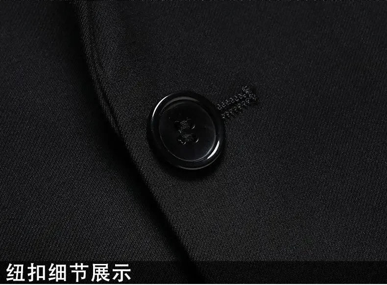 Trajes para Hombre Moda Coreana Manga Larga Ajustado Boda Negocios Blazer Negro Profesional Formal Conjuntos de Pantalones Ropa Hombre