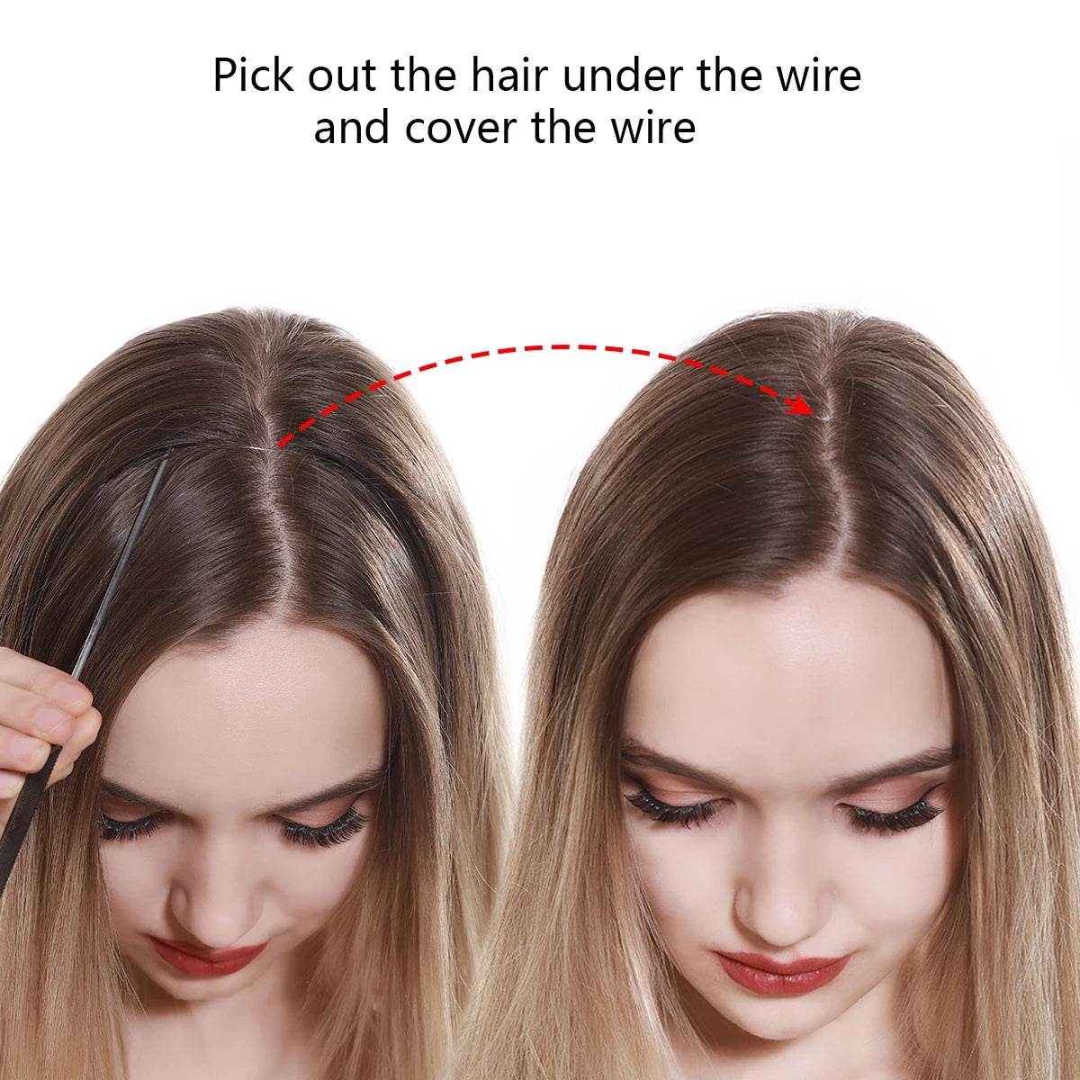 Extensiones de pelo liso con hilo invisible