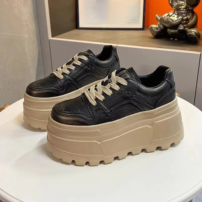 Zapatillas de plataforma para mujer, antideslizantes, de diseñador, vulcanizadas, con cordones, resistentes al desgaste, para mujer, nuevas