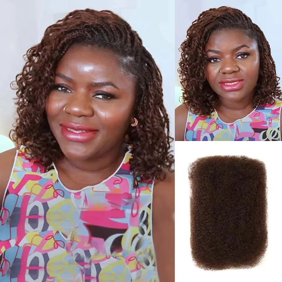 10inch Virgin Remy Hair Afro kinky Bulk Human Hair For Braiding Dreadlock Hair Brown Color 35g/Pc Extension BraidHair