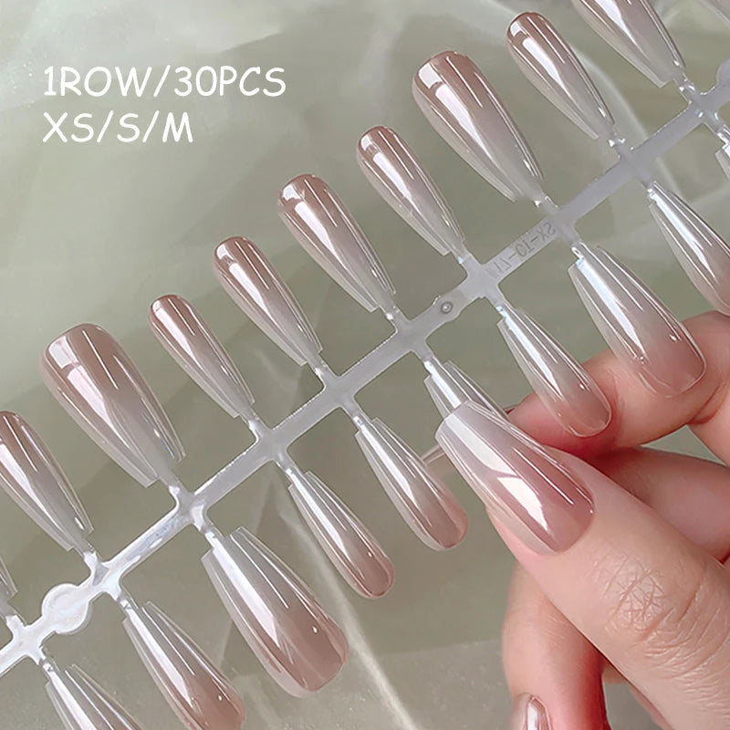 30 stk. gradient kunstnegler fransk blush nude negler vanntett kunstige negler medium kiste kunstnegler fingernegler presse-on negler tupper manikyr