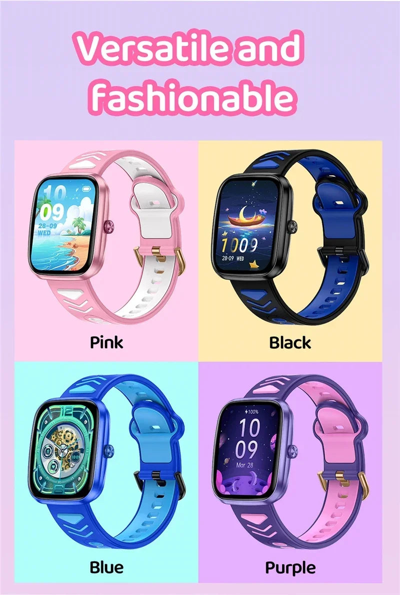 Montre connectée pour enfants, écran tactile HD, fréquence cardiaque, jeux, musique, cadeau pour garçons et filles, pour iOS et Android