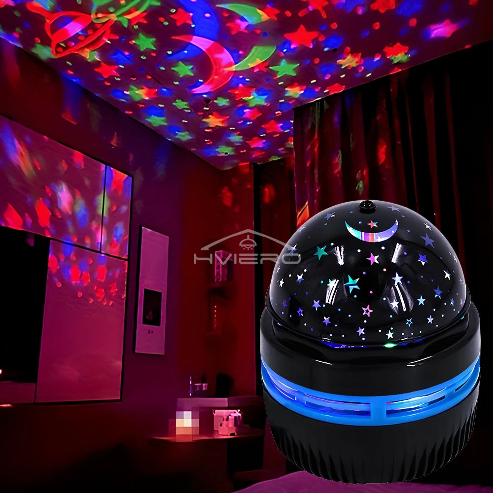 Proyector de luz nocturna Galaxy Lámparas de mesa USB Sala de juegos Cine en casa Techo Decoración de boda Halloween Gira automáticamente