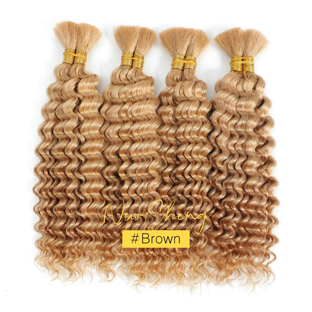 Deep Wave Bulk Human Hair for Braiding No Weft 100g (1 Pack-2 Bundles) Brazilian Virgin Human Hair Braiding Hair For BOHO Braids