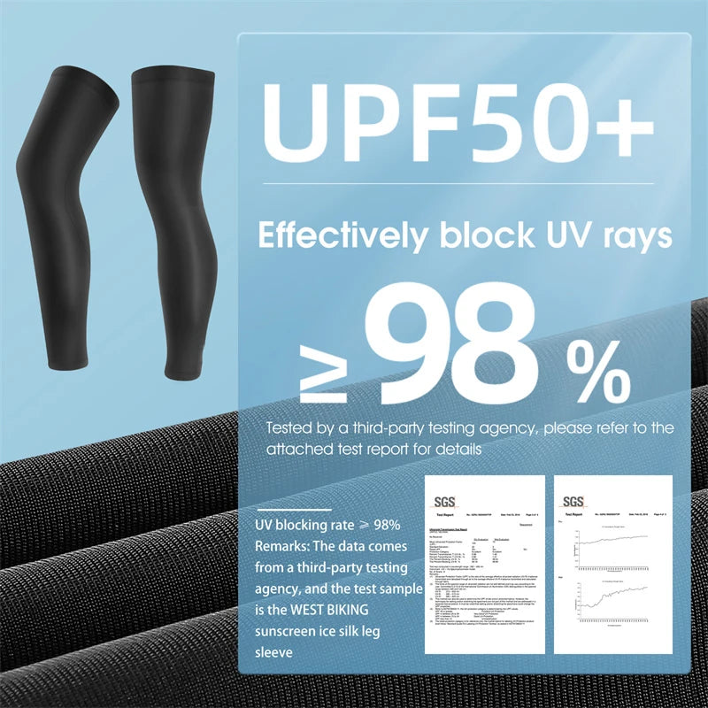 WEST BIKING Summer Running Cycling Legs Sleeve Ice Silk UV Protection Compression Non-Slip Leg Warmer Cooling Sport Gear