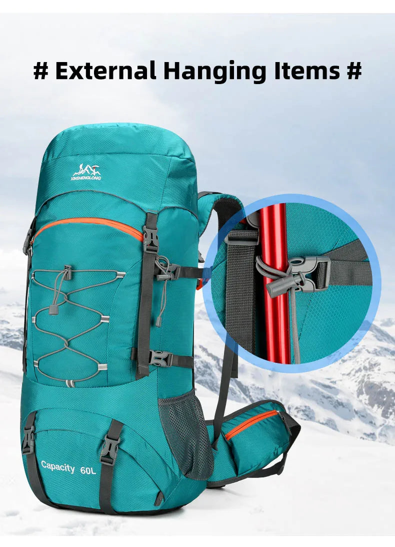 Mochila de senderismo, bolsa de camping, montañismo con funda impermeable para lluvia, mochila de día para hombres y mujeres, mochila de viaje al aire libre, pesca