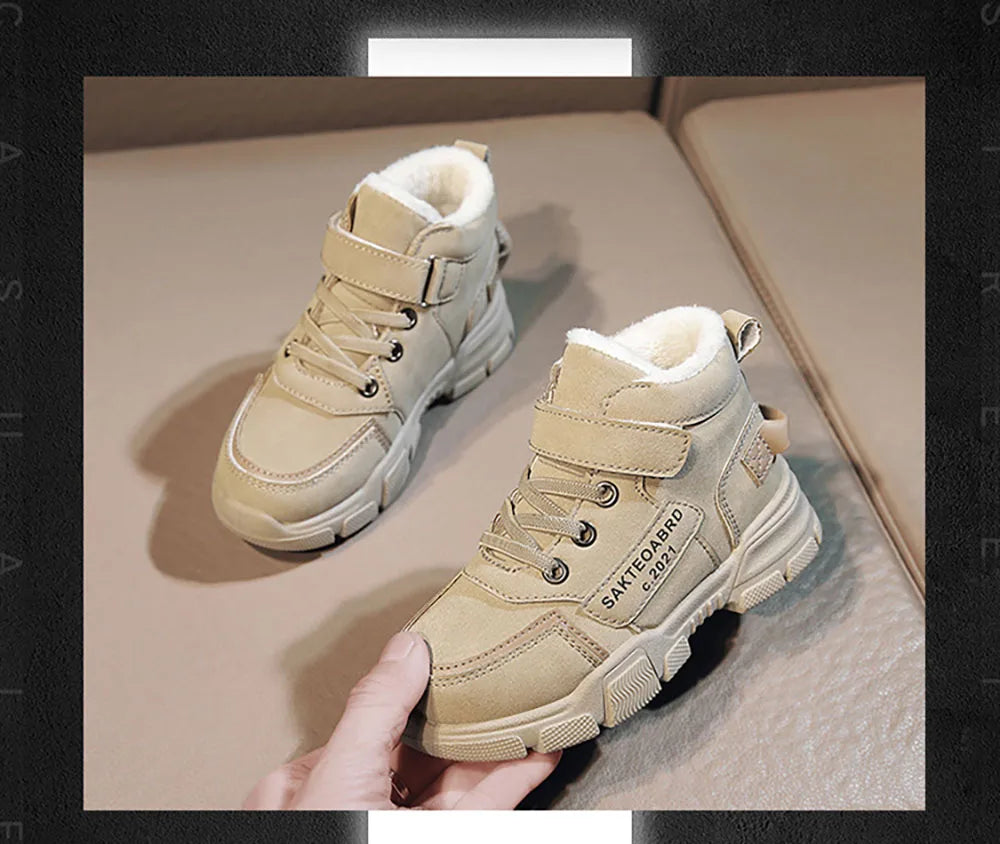 Winter Snow Boots For Children rend Fashion Plush Cotton Shoes Thick Warm Teenager Faux Fur Boots For Kids