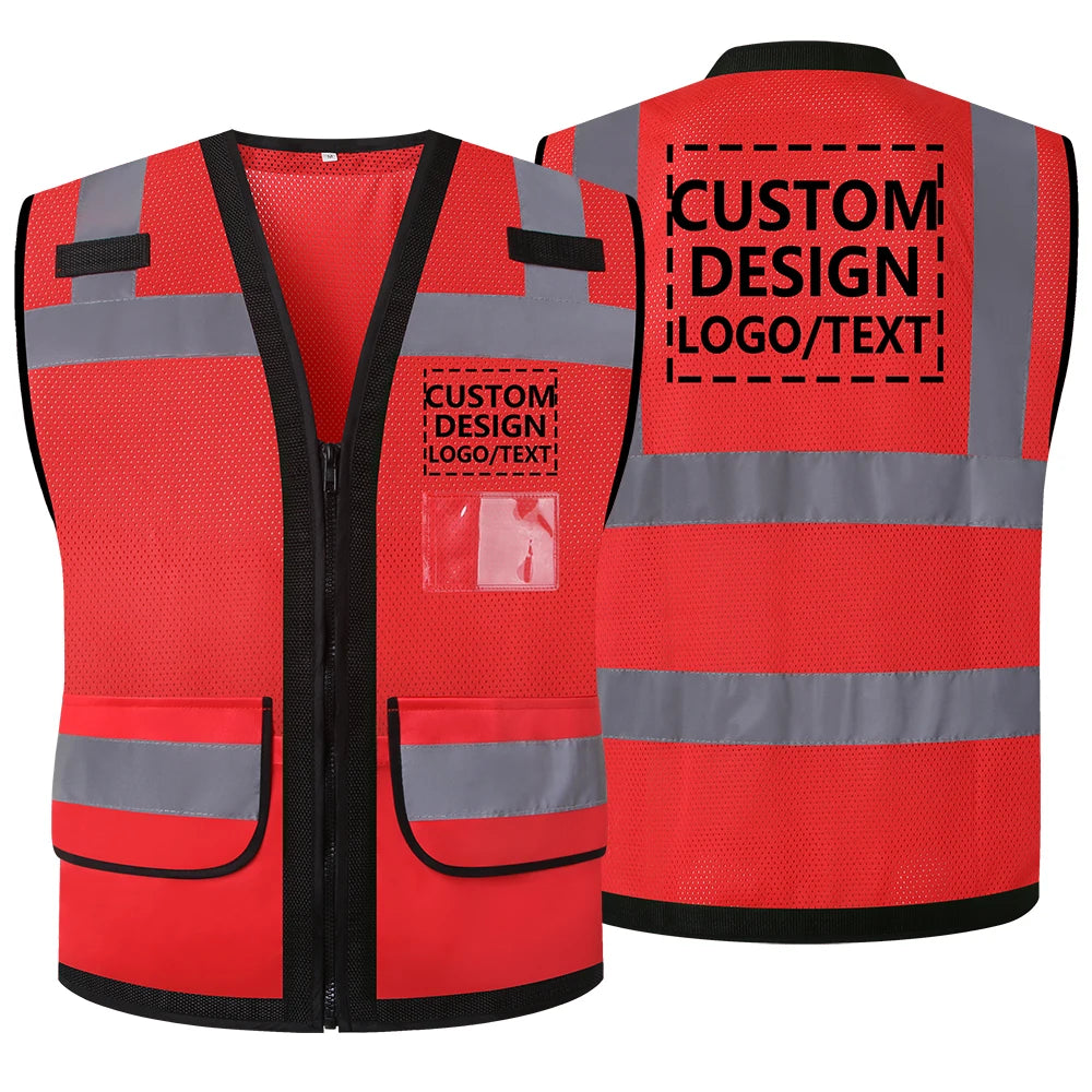 Chaleco de trabajo con logotipo personalizado para hombre, chaleco de alta visibilidad, chaqueta de trabajo, personalizado con logotipo y texto.
