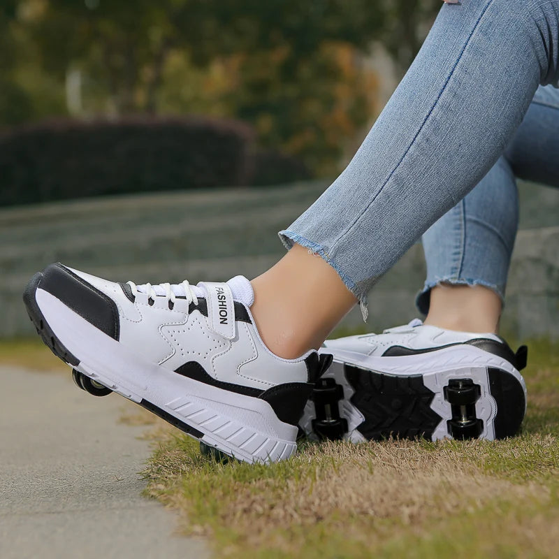 Zapatillas de patinaje para niños, moda, deportivas, casual, 4 ruedas, para niños y niñas, regalo, bonito calzado