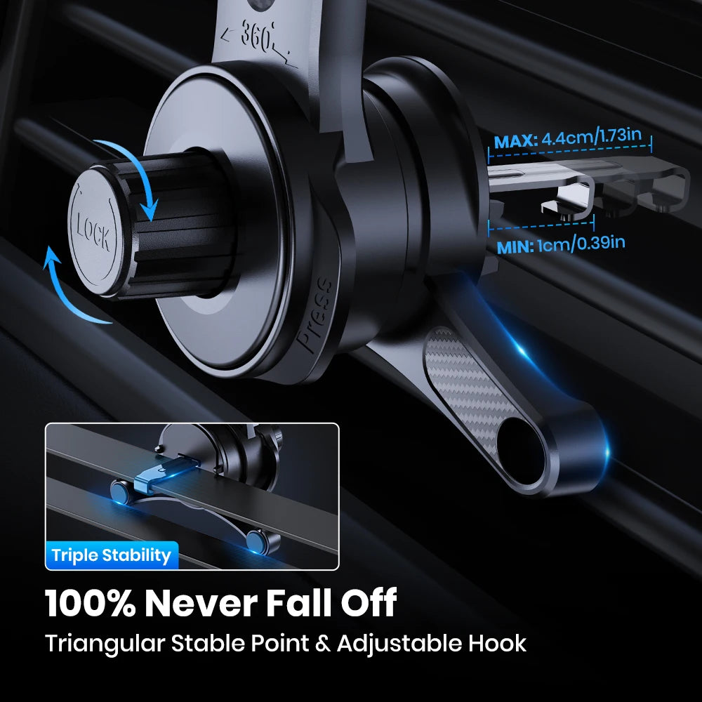 Soporte de teléfono para coche TOPK D42T, brazo extendido, soporte de 3 puntos, gancho de metal extensible, estabilidad superior, soporte para teléfono móvil para coches