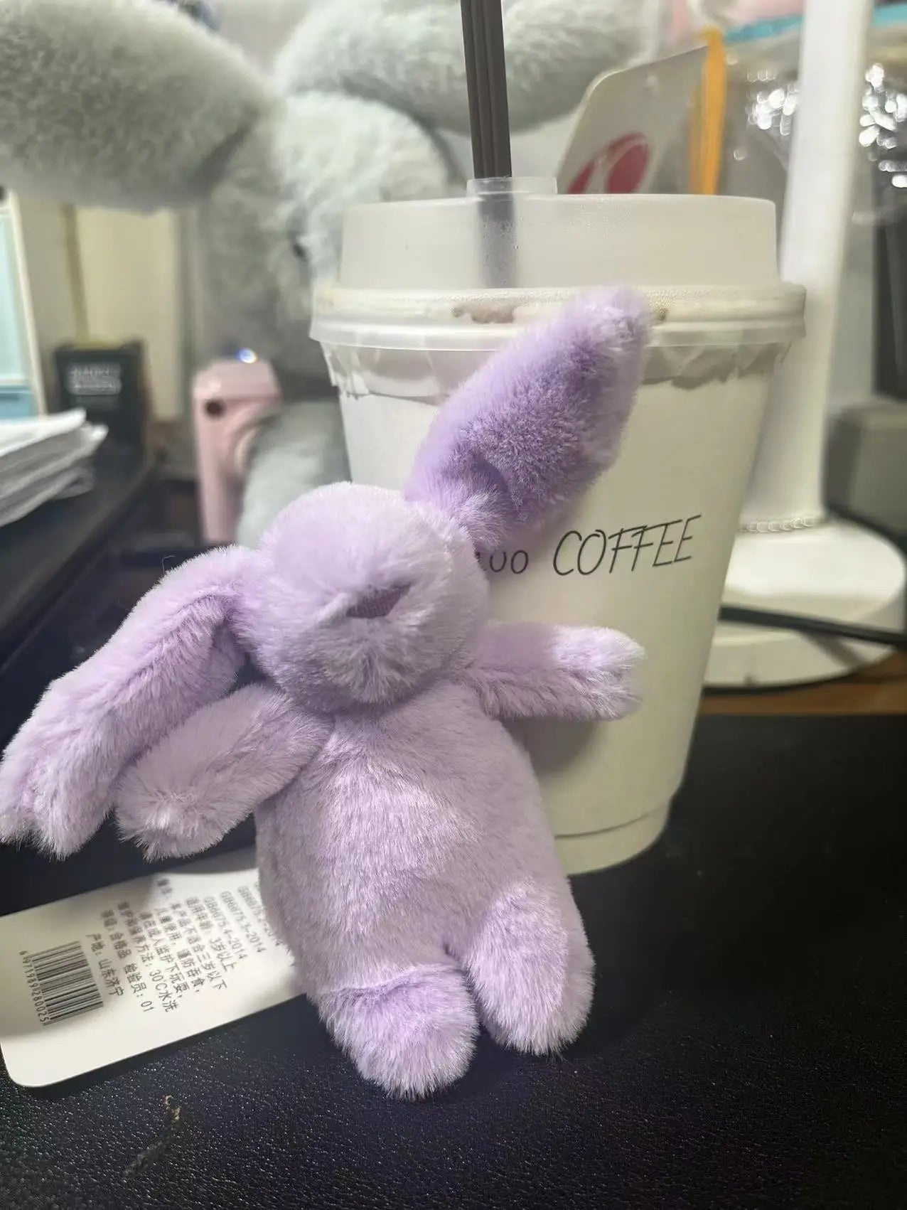 Porte-clés lapin en peluche, mignon, dessin animé, pompon, bibelot, jouet, sac, voiture, téléphone portable, pendentif, bijoux, cadeau