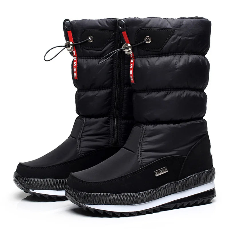 Botas de nieve para mujer, botas de invierno con plataforma, impermeables, antideslizantes, de felpa y piel, de media caña, botas de moda cálidas para mujer, Botas Mujer