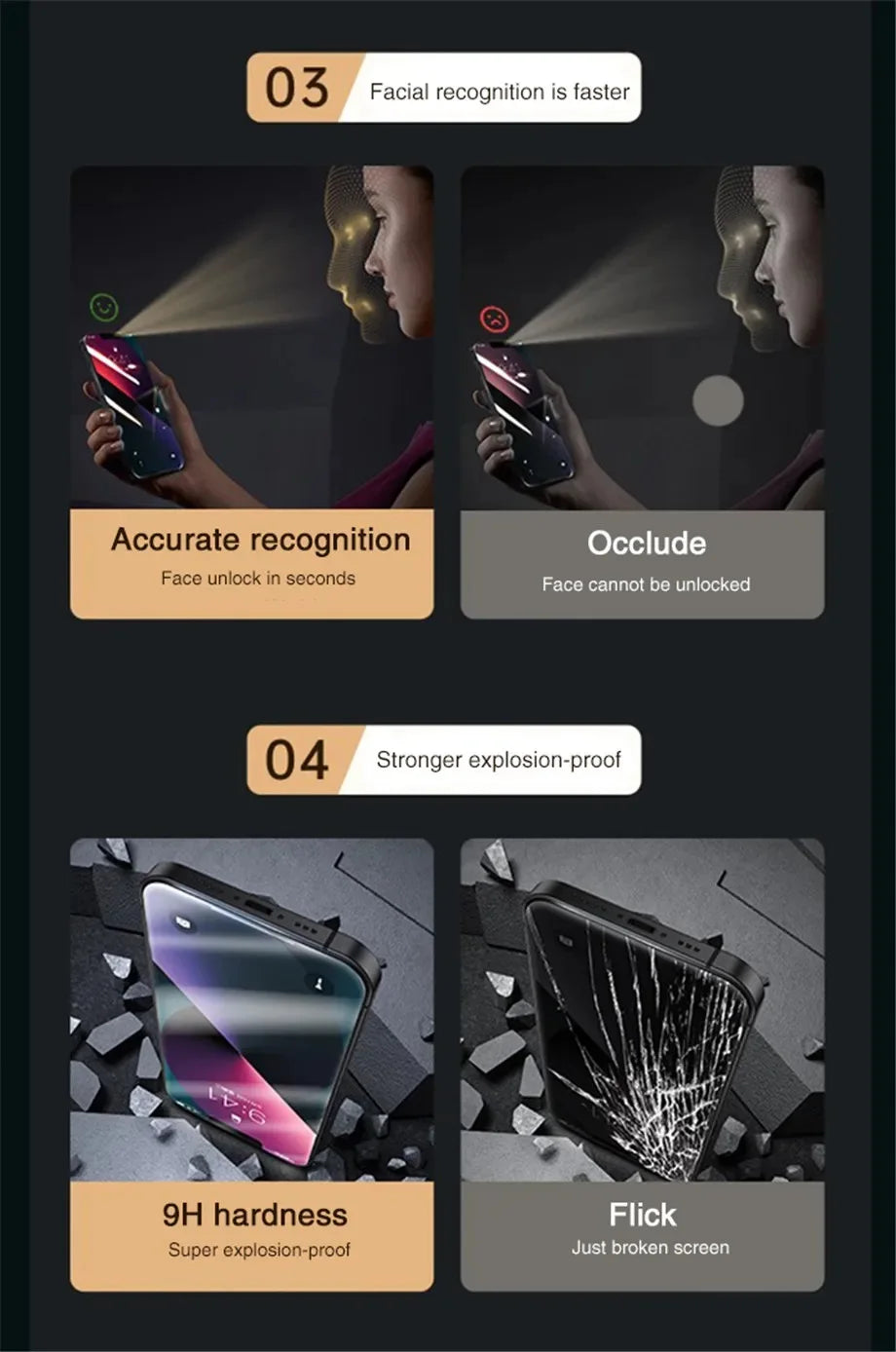 Lot de 1 à 2 films de protection d'écran de confidentialité pour iPhone 16, 15, 13, 11, 14Pro Max, verre trempé anti-espion pour iPhone X, XS Max, XR