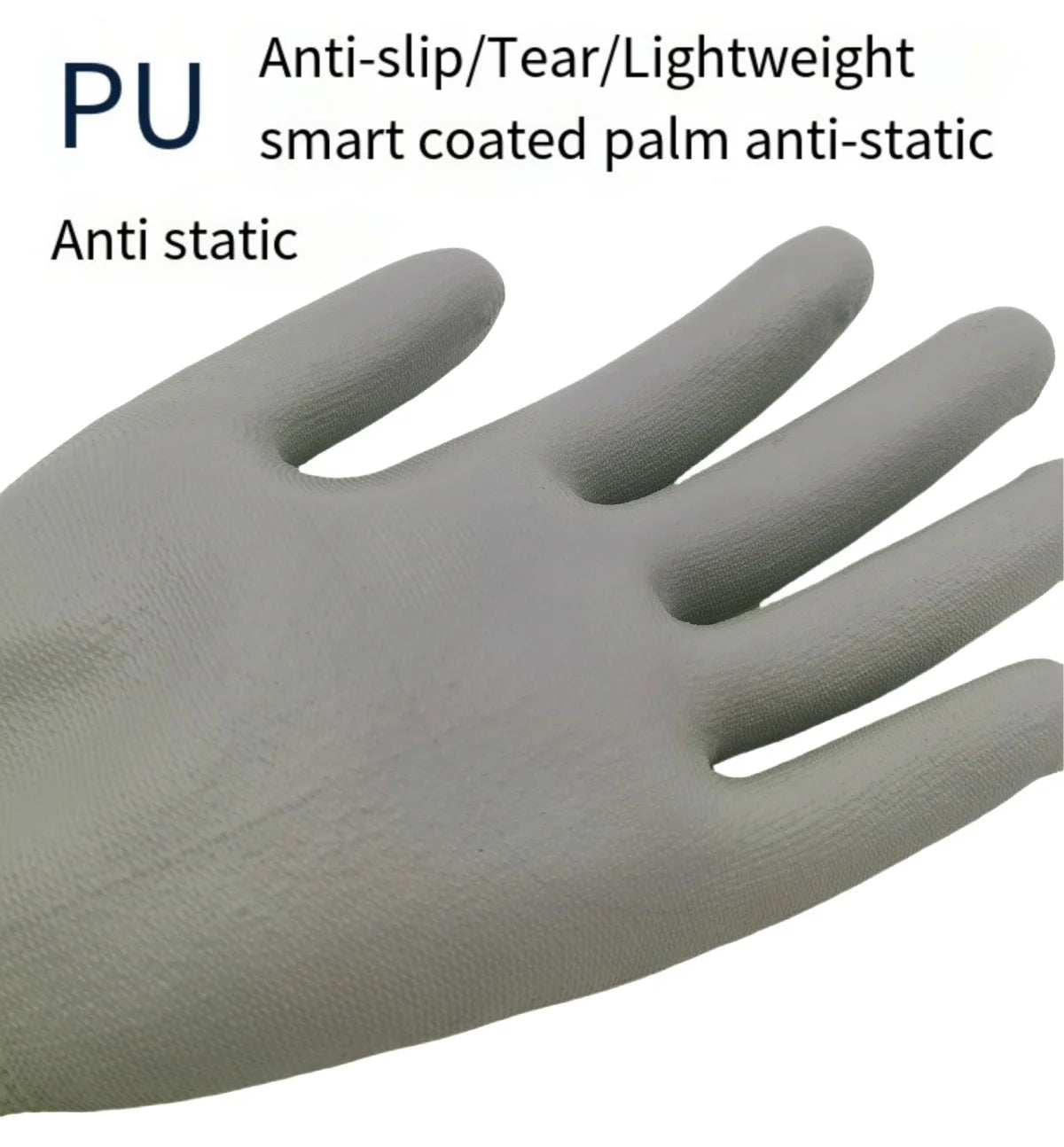 Lot de 10 paires de gants de travail enduits de PU - Gants de sécurité légers et résistants, certifiés EN 388/ISO 20471, tailles S/M/L/XL