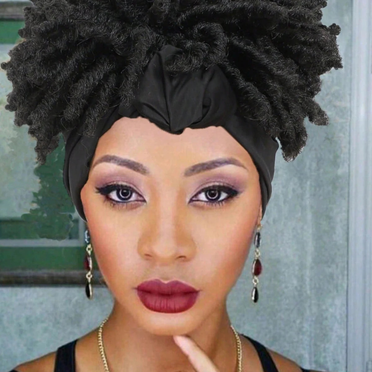 Kinky Headband Wig Black Curly Headband Wig With Bangs For Women Synthetic Afro Curly Hair Wig With Headband Attached Short