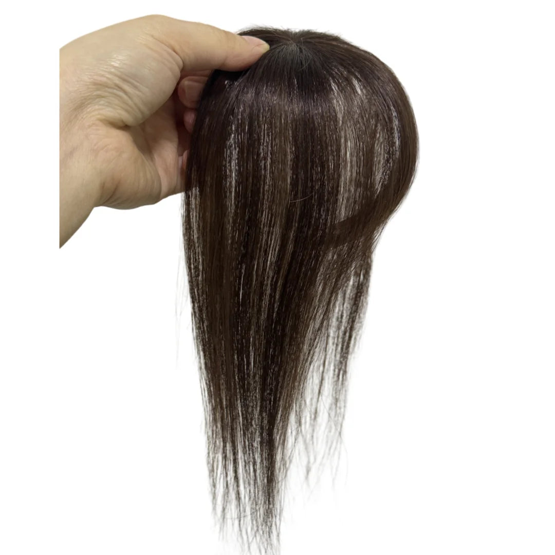 Light Thin Human Hair Bangs 360 Cover Grey Hair with 3D Air Bangs Invisible Brazilian Non-remy Hair 1 Clip in Hair Extensions