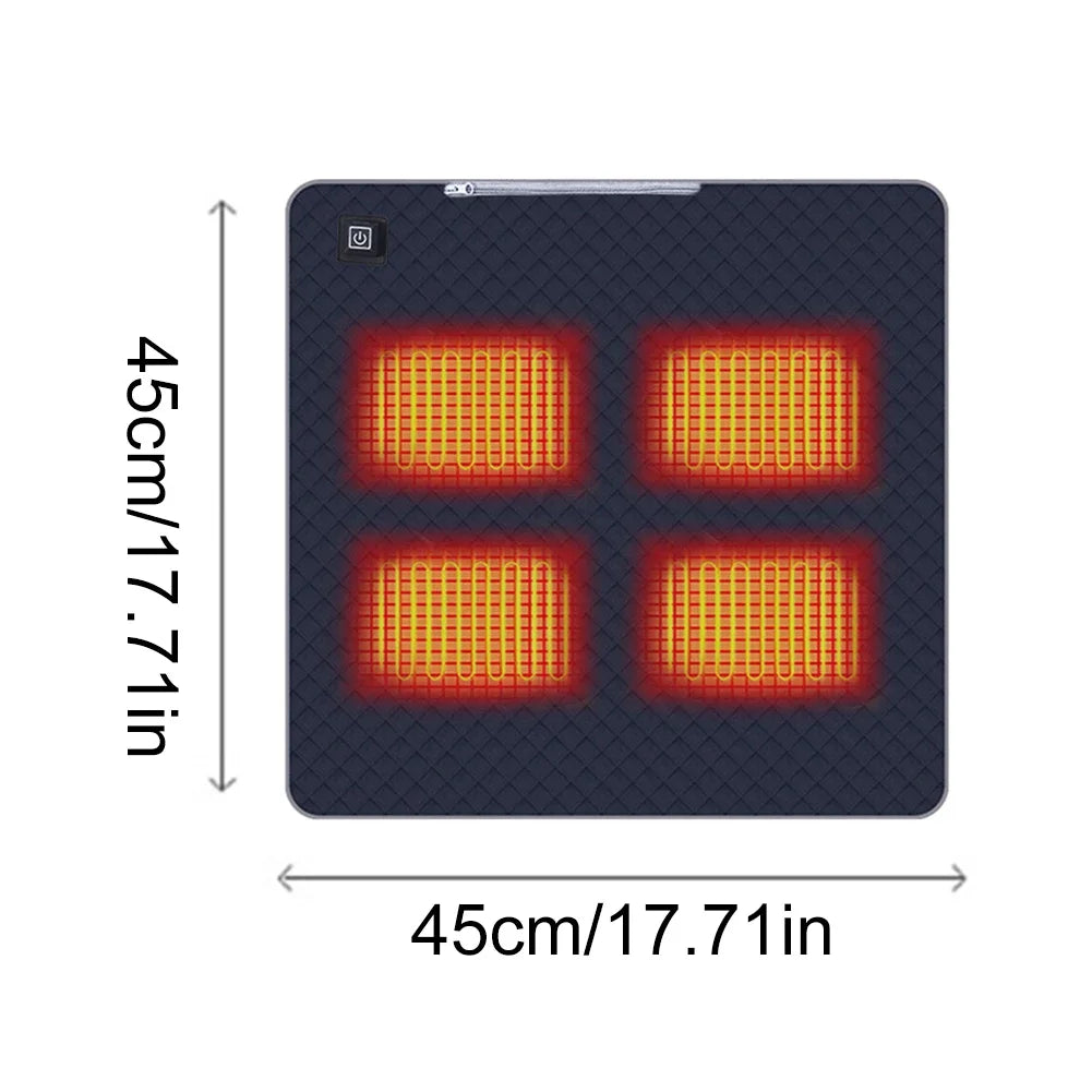 Silla de camping con 4 zonas de calor, alfombrilla térmica USB/tipo C recargable, 3 velocidades ajustables, control de temperatura inteligente, almohadillas térmicas de invierno