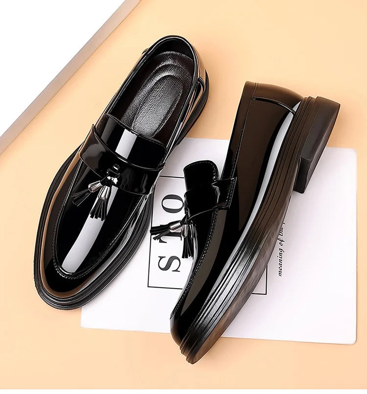 Zapatos de cuero para hombre, otoño, negocios, formal, tallas grandes, zapatos de vestir para hombre, zapatos casuales de suela blanda, zapatos negros para novio de boda para hombre
