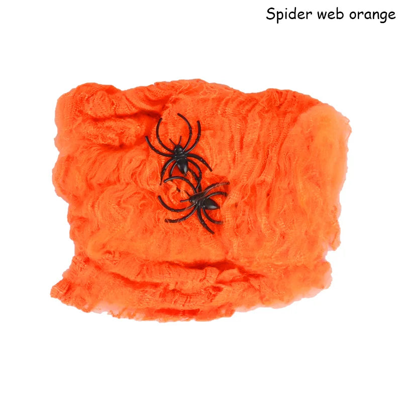 Decoraciones de Halloween Telaraña artificial Telaraña elástica Telaraña de miedo Decoración de Halloween para bar Accesorios de escena de casa embrujada