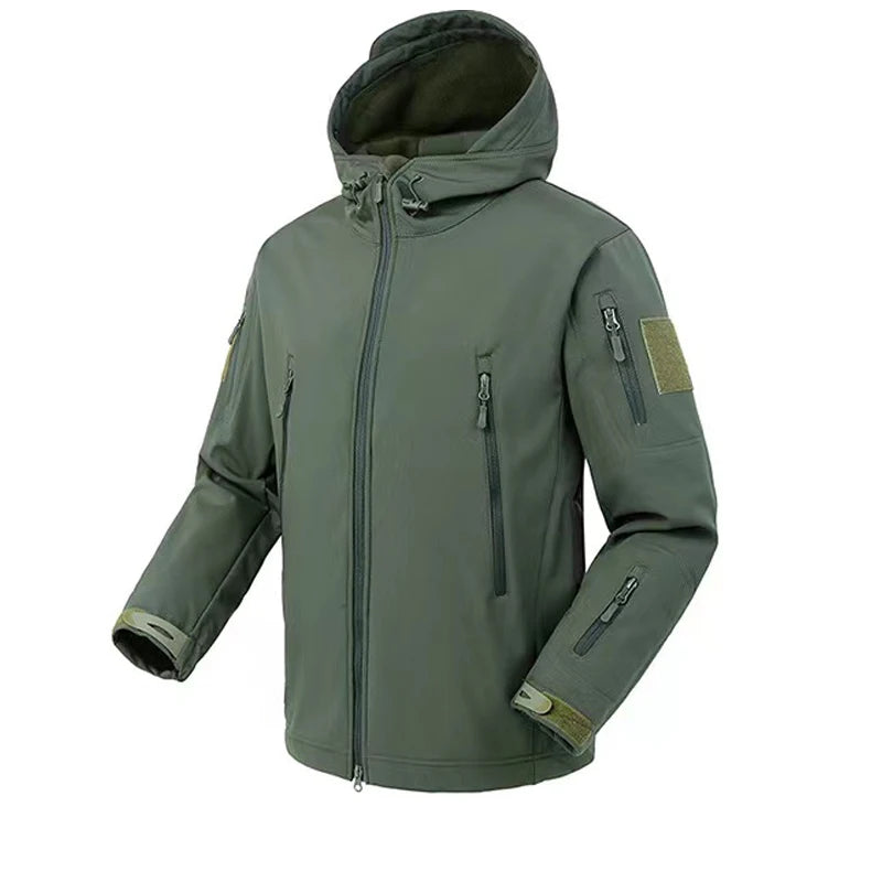 Chaquetas impermeables de lana SoftShell para hombre, otoño e invierno, con capucha, para pesca, senderismo, camping, escalada, esquí, pantalones