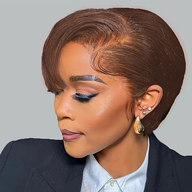 Perruque en cheveux humains coupe pixie