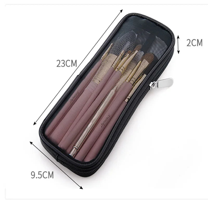 Estuche de viaje para brochas de maquillaje Organizador de neceser de cosméticos para hombres y mujeres Herramientas de belleza Bolsa de aseo de malla Estuche de lavado Accesorios de almacenamiento