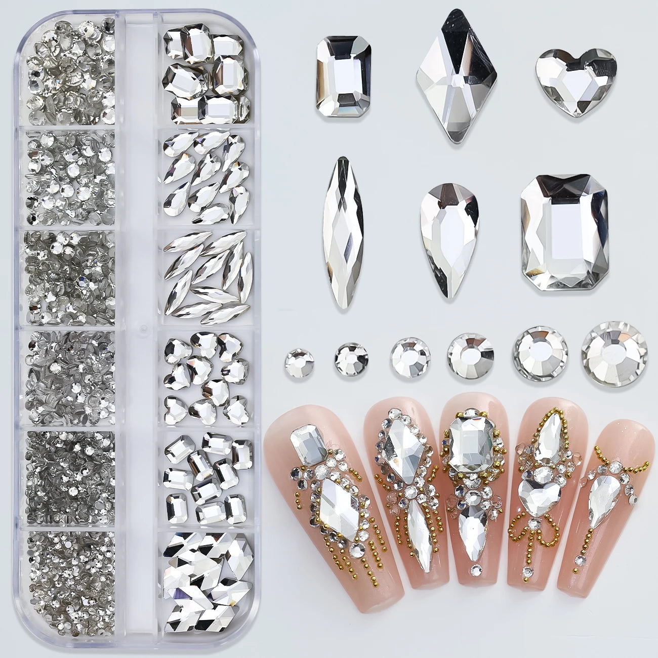 180 Uds. diamantes de imitación de cristal AB de espalda plana, gemas de diamantes de formas múltiples, piedras de cristal azul púrpura para decoración de uñas DIY