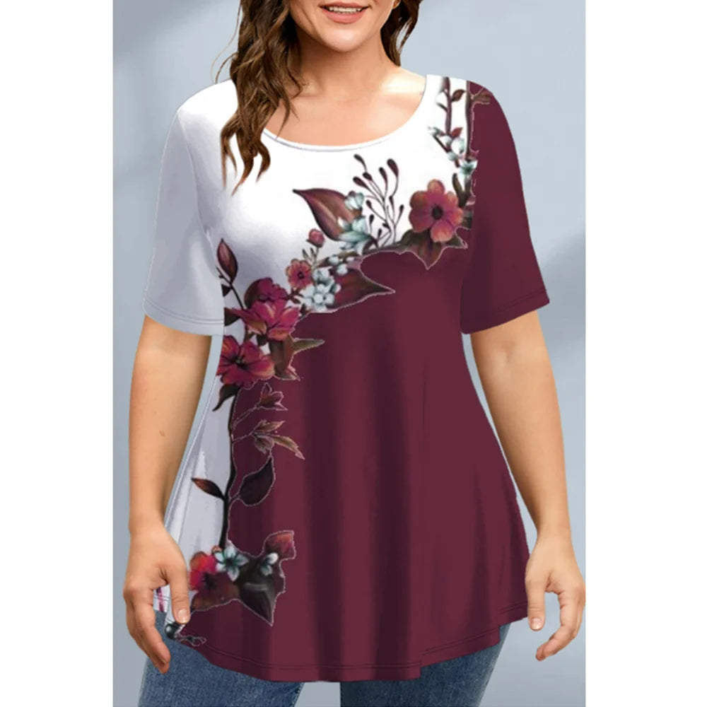 Floral Graphic T-Shirt – Casual & Oversized Style