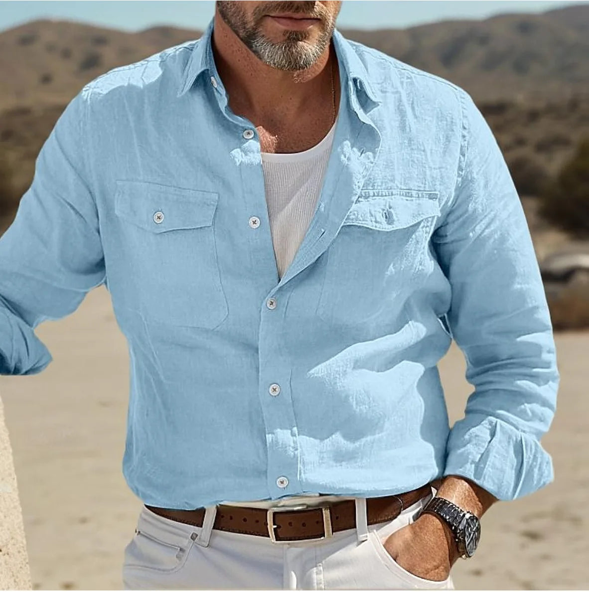 Camisas de hombre Camisas para hombre Camisa de hombre Camisa de lino Camisas Camisa de lino de hombre Camisa de hombre Hombre de negocios Camisas de mezclilla de caballero
