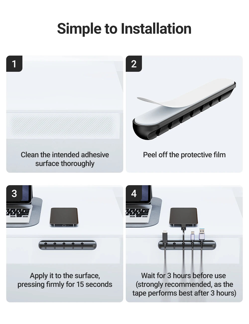 Sujetacables Adhesivos Organizador de Cables para Cable de Carga USB de Escritorio, Cable de Alimentación de Mesilla de Noche, Cable de Ratón