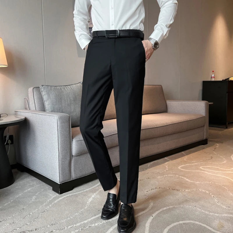 Trajes para Hombre Moda Coreana Manga Larga Ajustado Boda Negocios Blazer Negro Profesional Formal Conjuntos de Pantalones Ropa Hombre