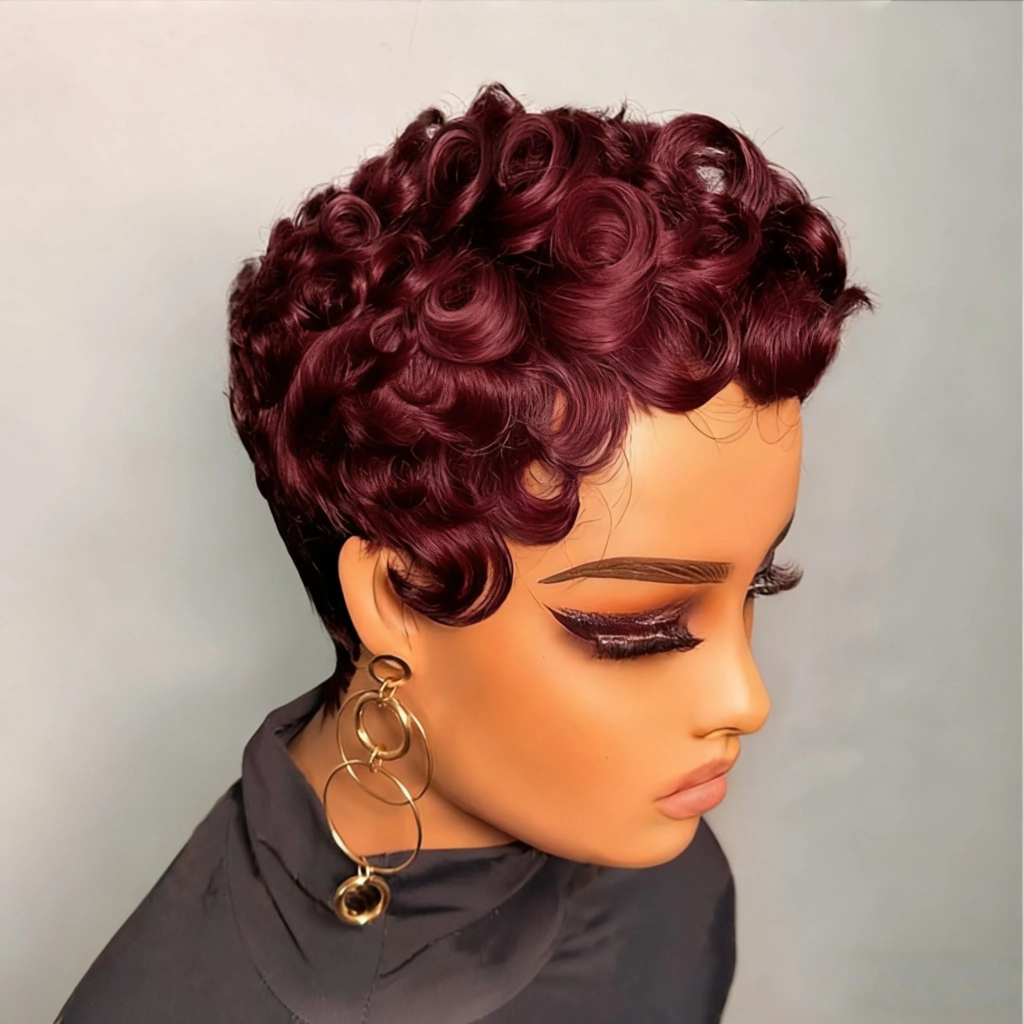 Short Curly Pixie Human Hair Wig