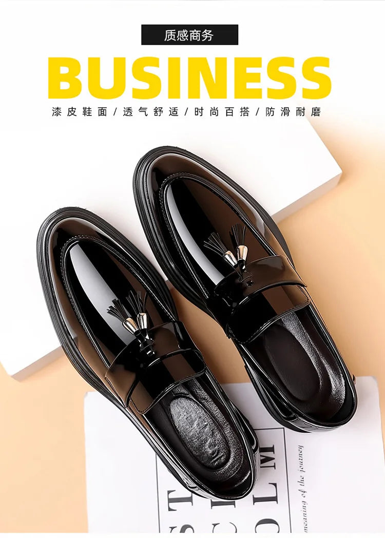 Zapatos de cuero para hombre, otoño, negocios, formal, tallas grandes, zapatos de vestir para hombre, zapatos casuales de suela blanda, zapatos negros para novio de boda para hombre