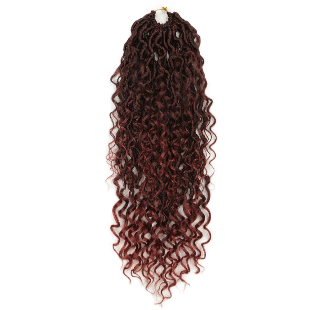 Synthetic Goddess Locs Crochet Hair Braids Curly Faux Locs Braiding Hair Extensions Wig For Women Black Hippie Boho Style