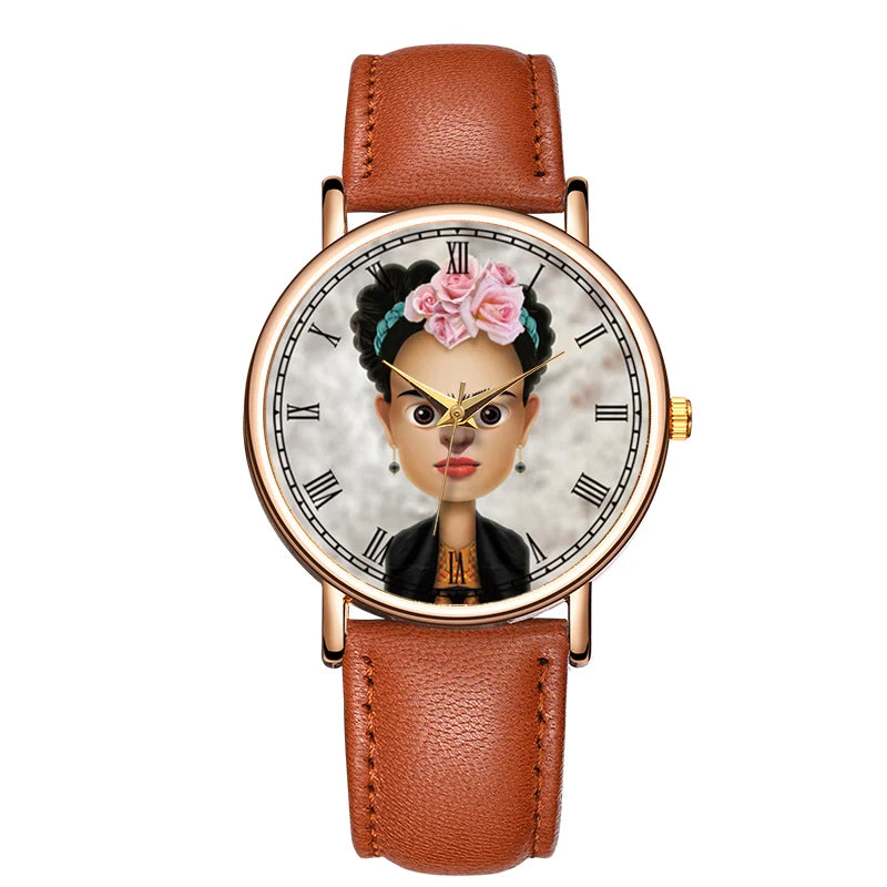 Conjunto de reloj de cuarzo de moda para mujer, interesante reloj de pulsera de cuero impermeable, reloj de personalidad de minoría ligera