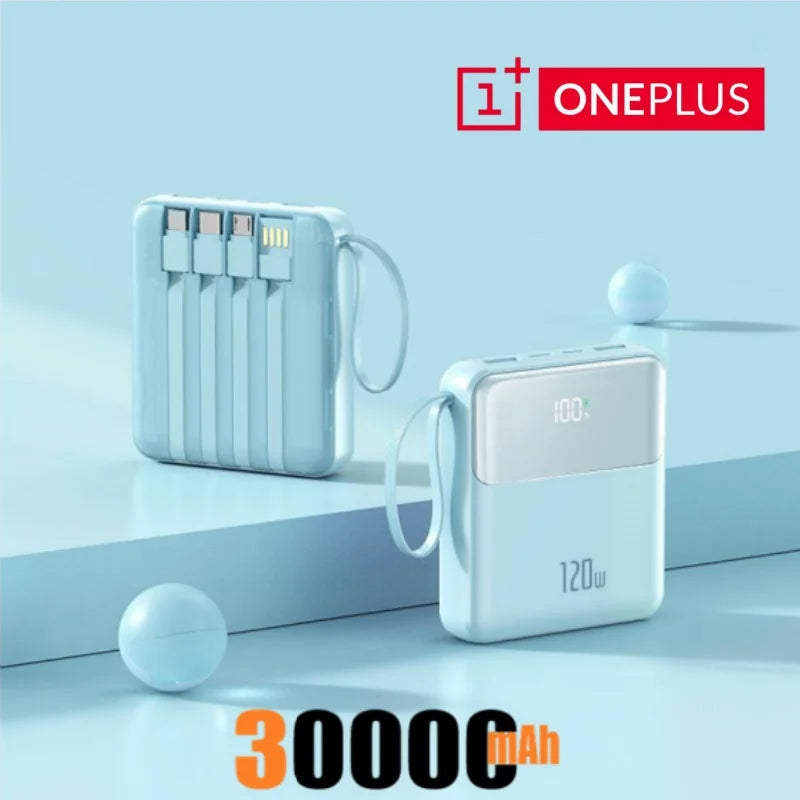 Bærbar powerbank 50000mAh 120W superrask lading mobil eksternt batteri med fire kabler lader egnet for iPhone Xiaomi