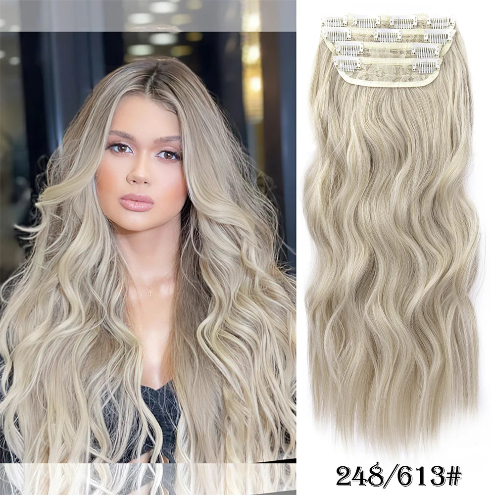 Extensiones de Cabello Ondulado Largo de Clip