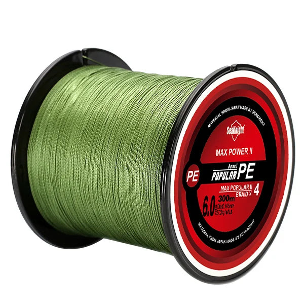 Línea de pesca trenzada SeaKnight marca TriPoseidon Series 4 hebras 300M PE 8-60LB Sedal de pesca multifilamento suave para carpa