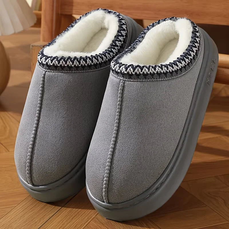 Chaussons confortables doublés pour femmes, semelles souples, chaussures d'hiver chaudes pour l'intérieur et l'extérieur, pantoufles élégantes pour couple